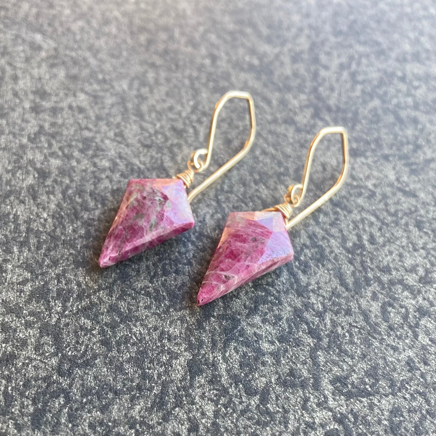 Ruby & Gold Arrowhead Earrings