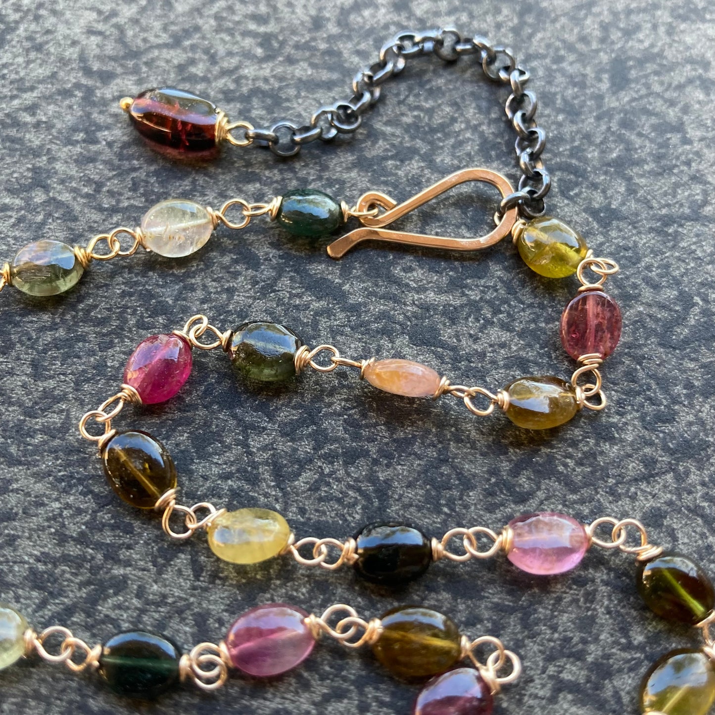 Multicolor Tourmaline & Mixed Metal Necklace