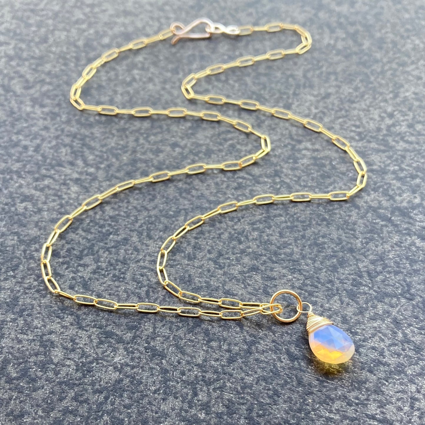 EthiopianOpal & Gold Pendant Necklace 18”