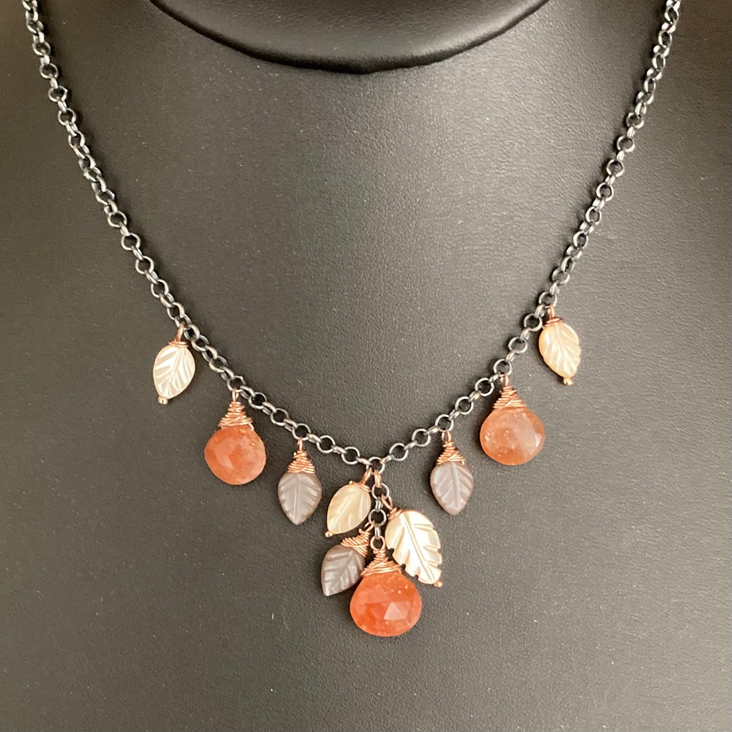 Sunstone & Mixed Metal Charm Choker
