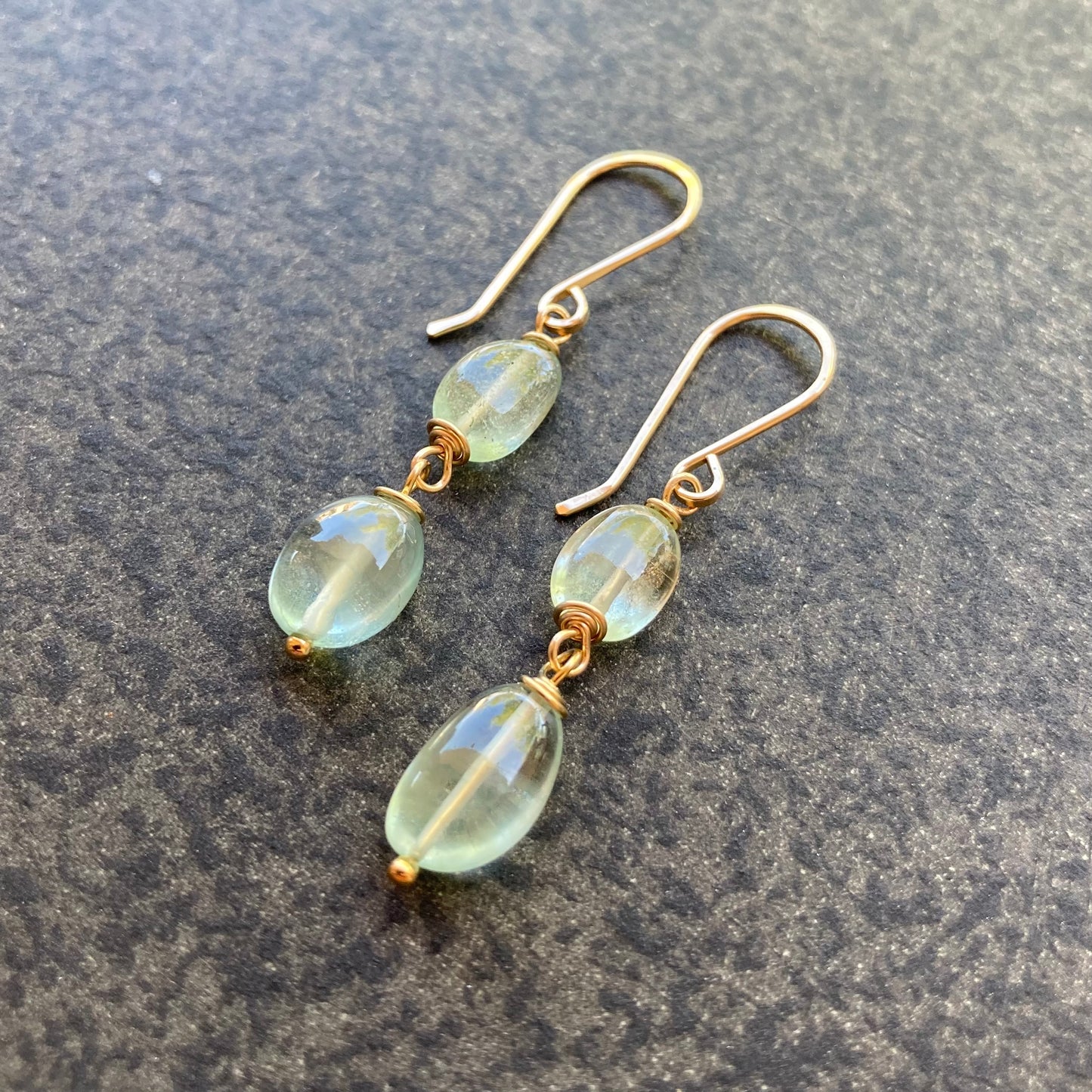 Moss Aquamarine & Gold Earrings