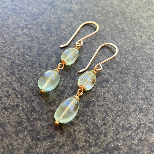 Moss Aquamarine & Gold Earrings