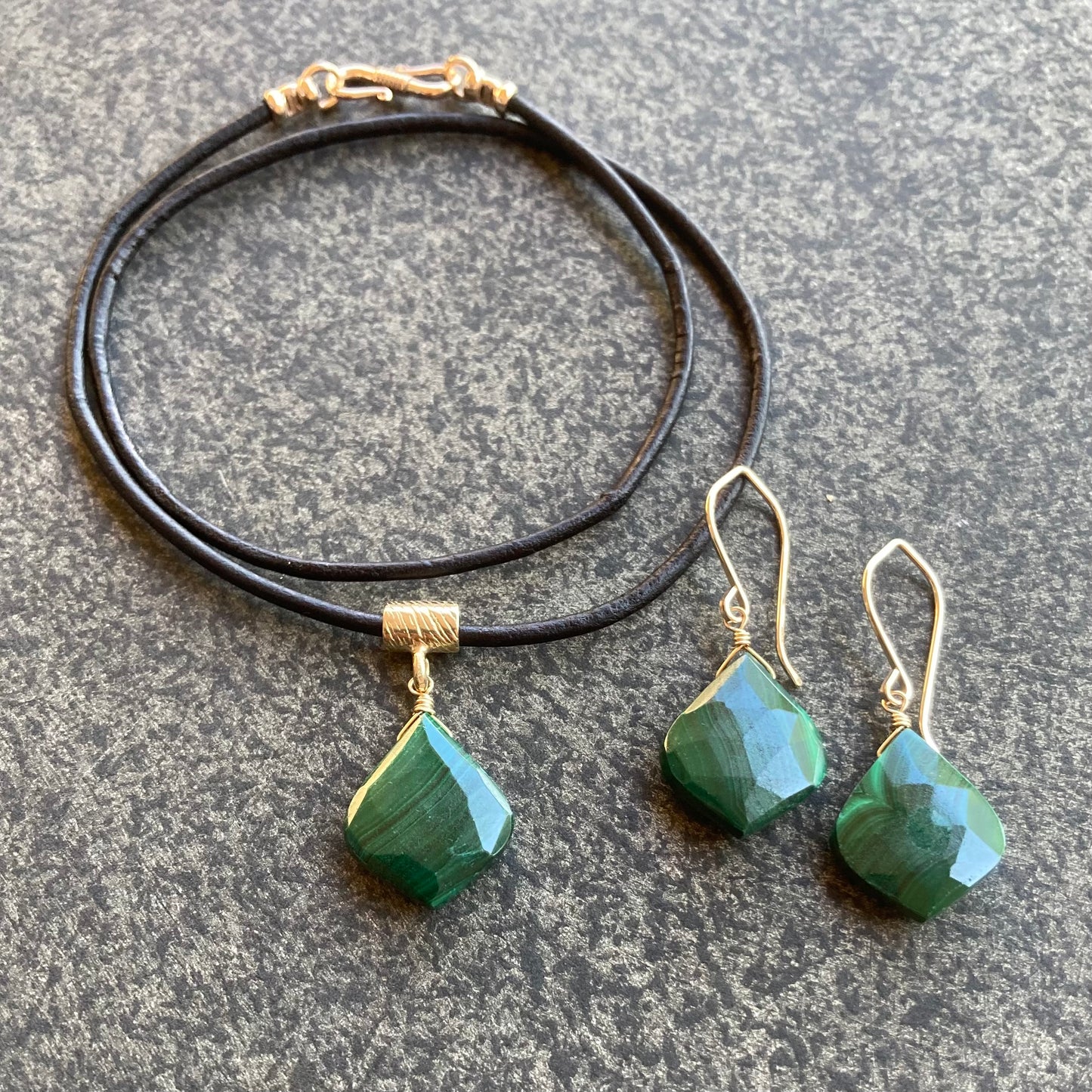 Malachite & Gold Earrings