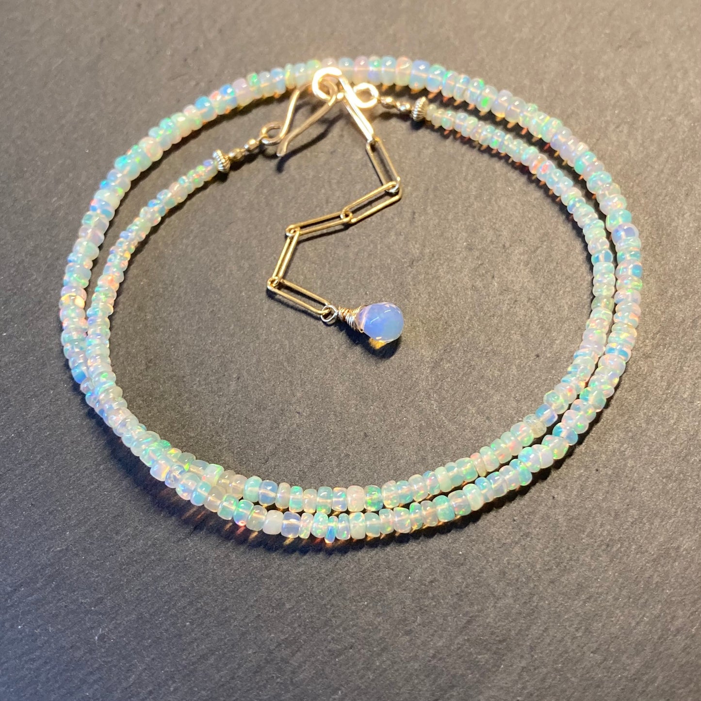 Ethiopian Opal & Gold Beaded Necklace