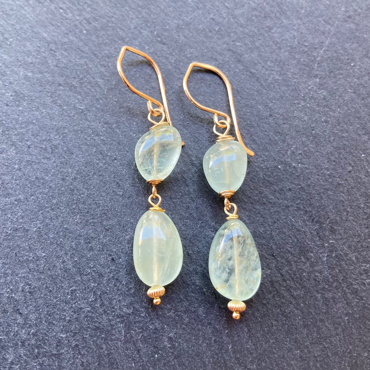 Moss Aquamarine & Gold Earrings