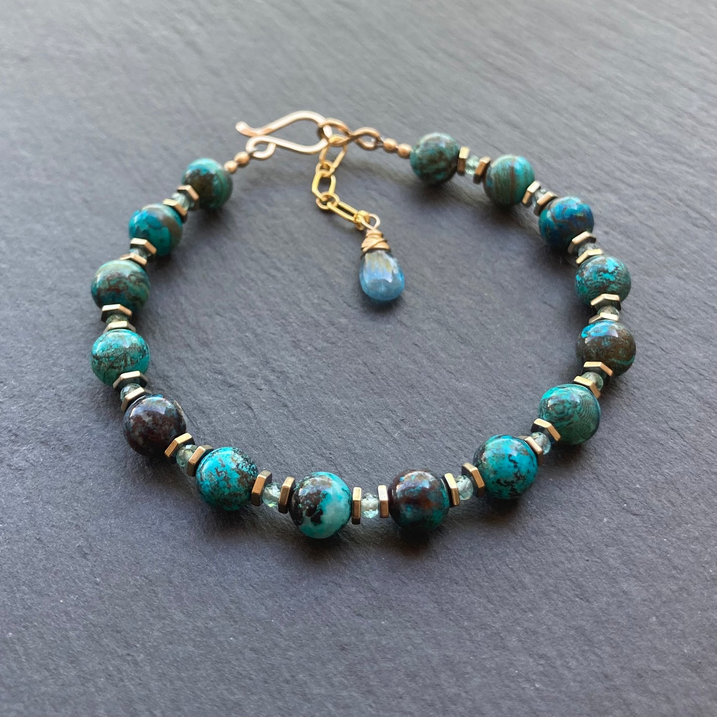 Shattuckite & Gold Bracelet