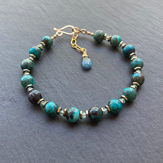 Shattuckite & Gold Bracelet