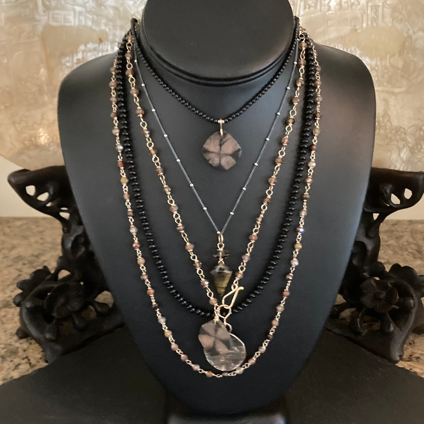 Natural Zircon & Gold Necklace