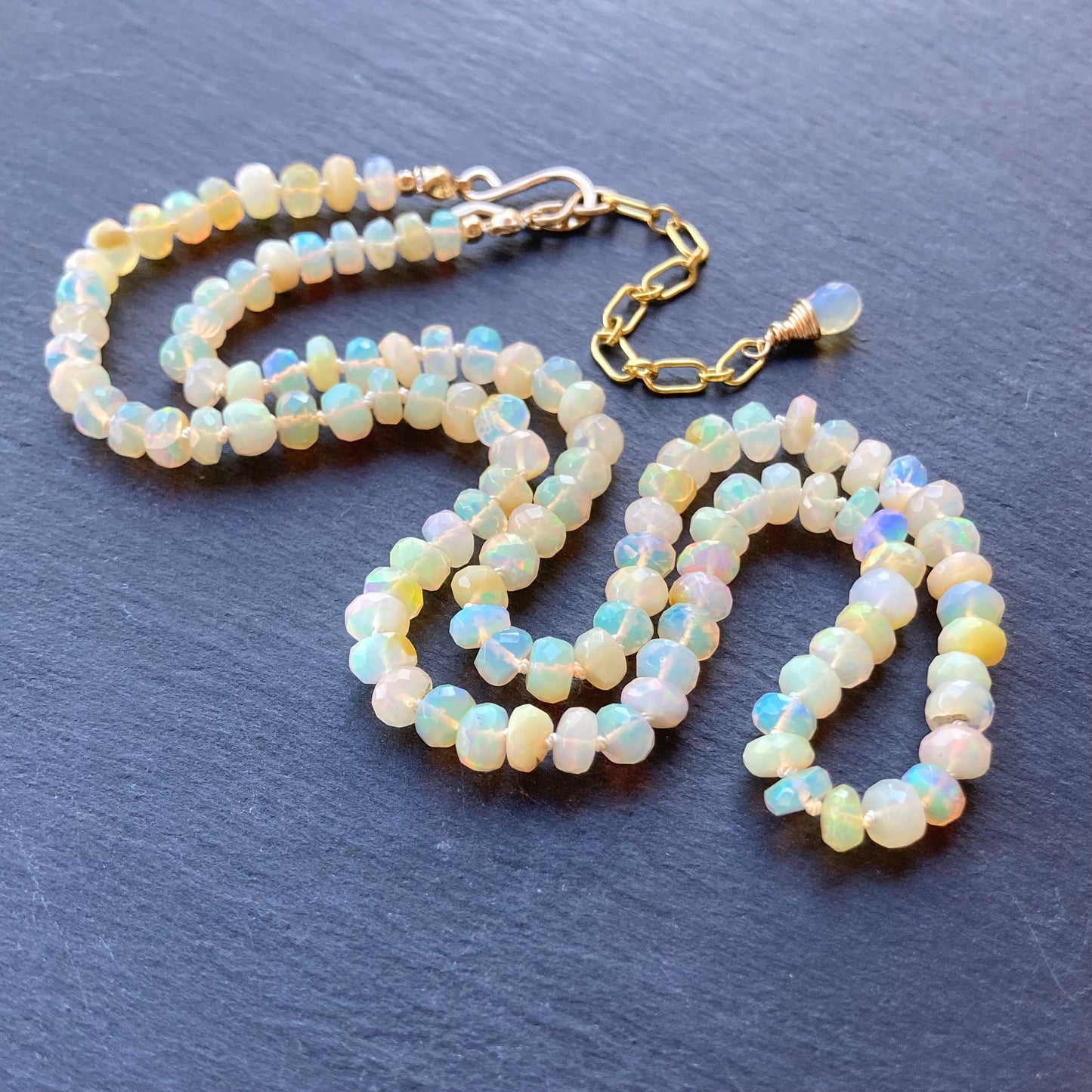 Ethiopian Opal Hand Knotted Silk Necklace