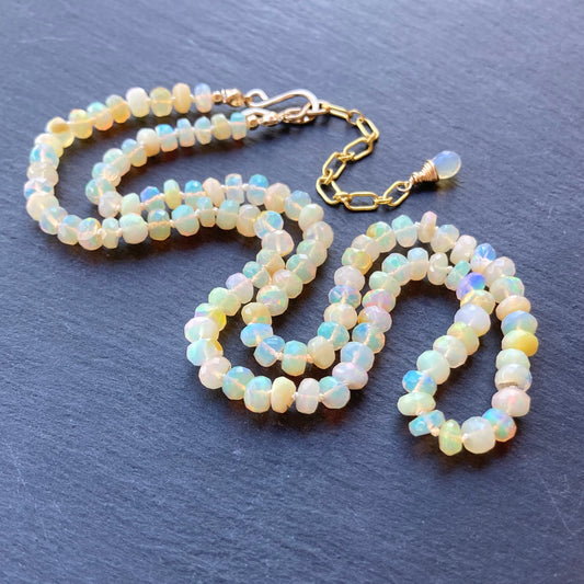 Ethiopian Opal Hand Knotted Silk Necklace