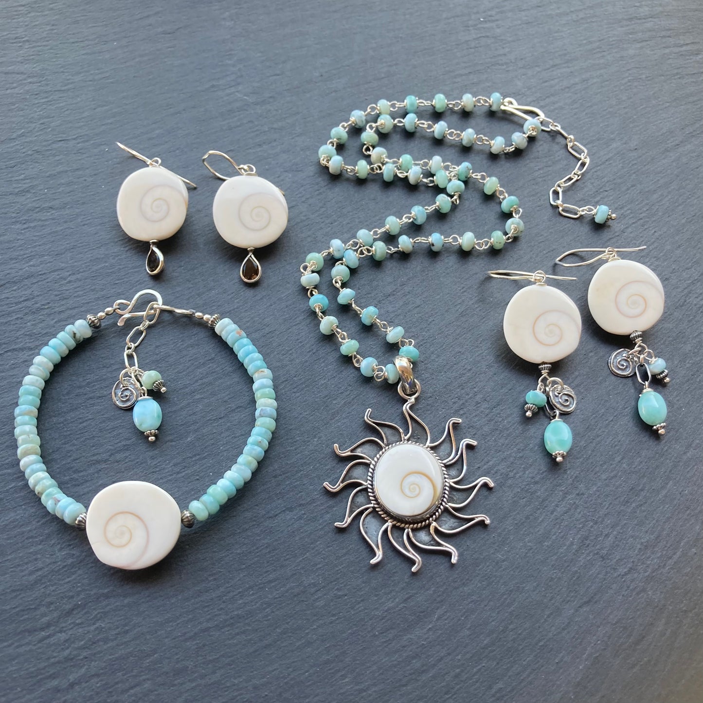 Larimar & Sterling Silver Shiva Eye Earrings