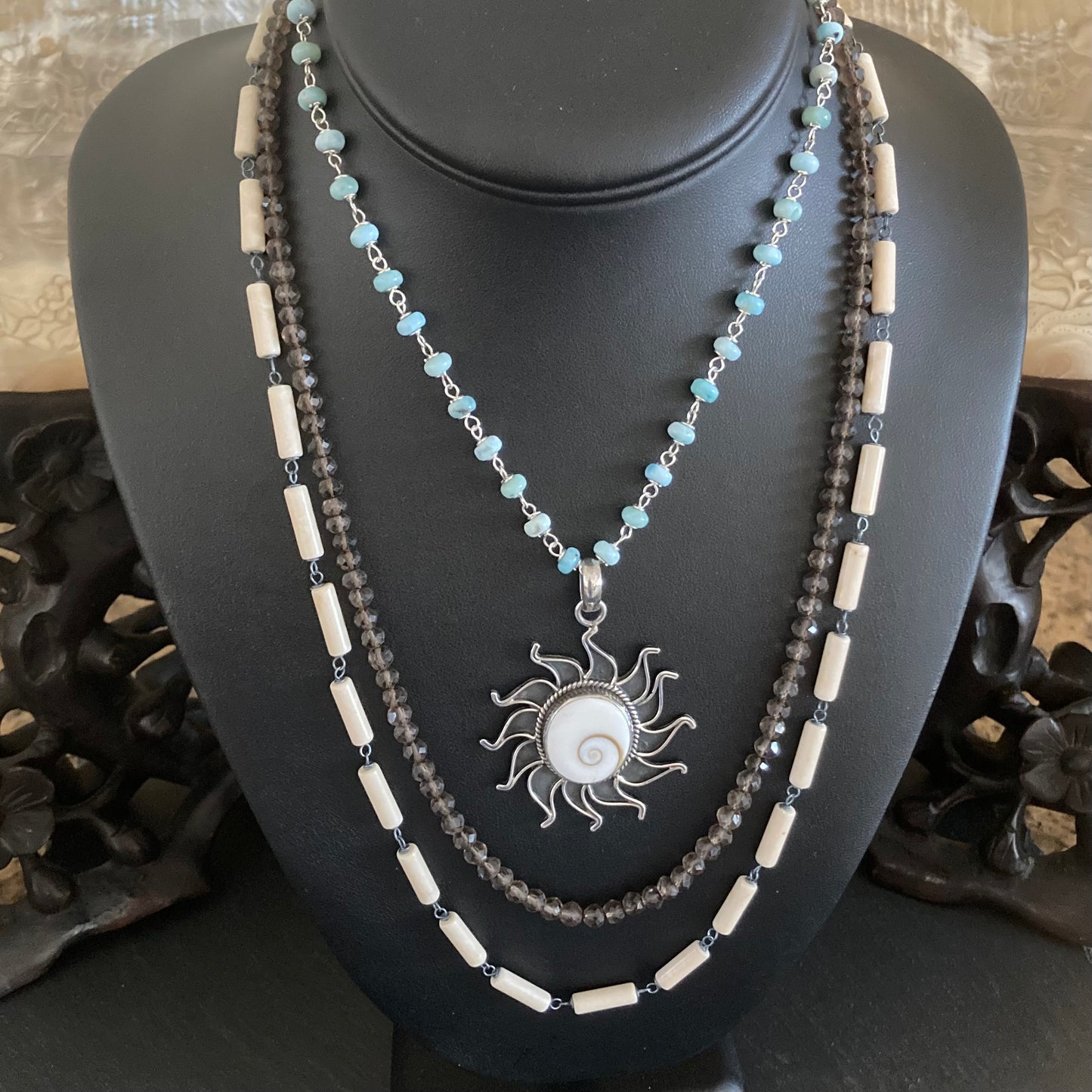 Smoky Quartz Hand Knotted Silk Necklace