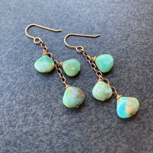 Peruvian Opal & Bronze Cascade Earrings