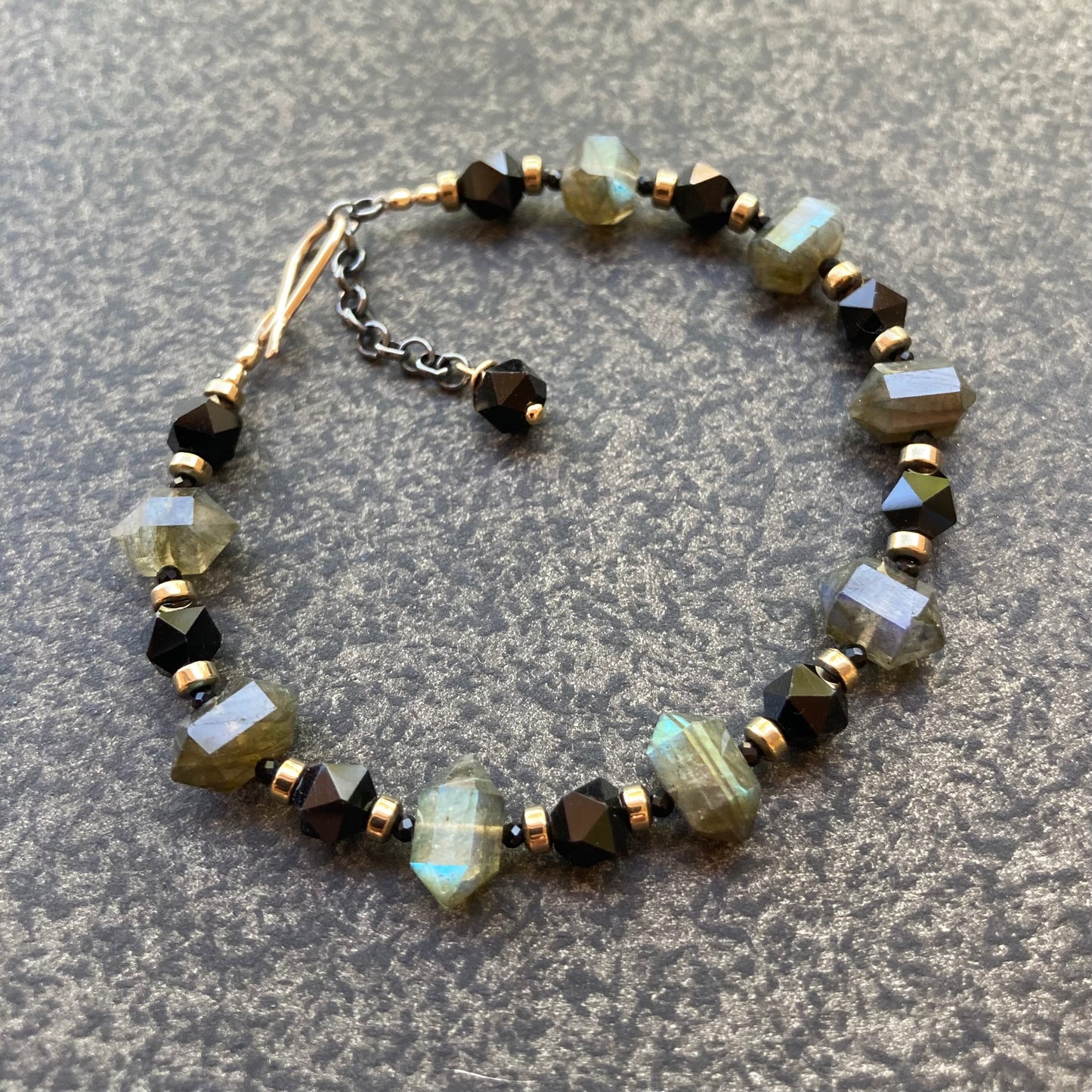 Labradorite, Black Onyx & Mixed Metal Bracelet