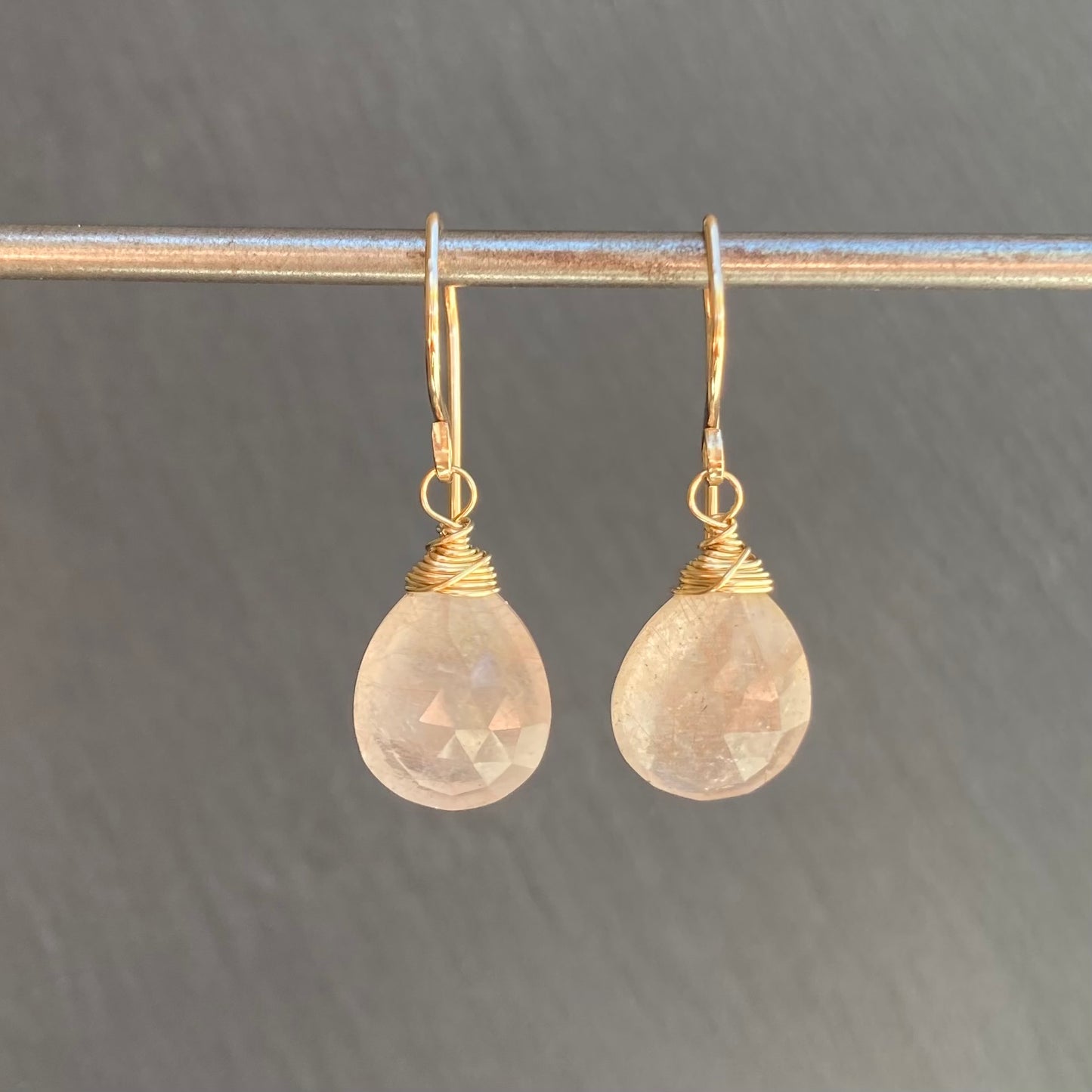 Copper Rutilated Quartz & Gold Earrings