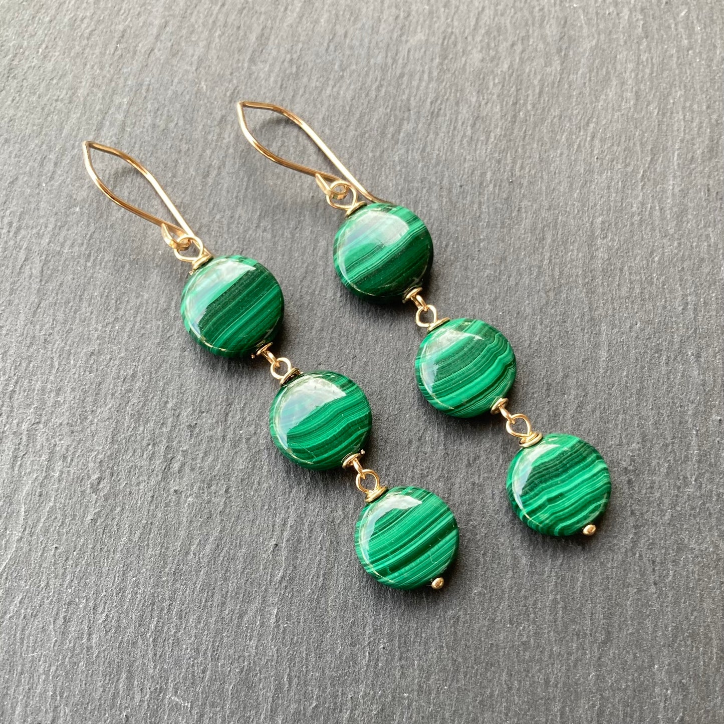 Malachite & Gold Earrings