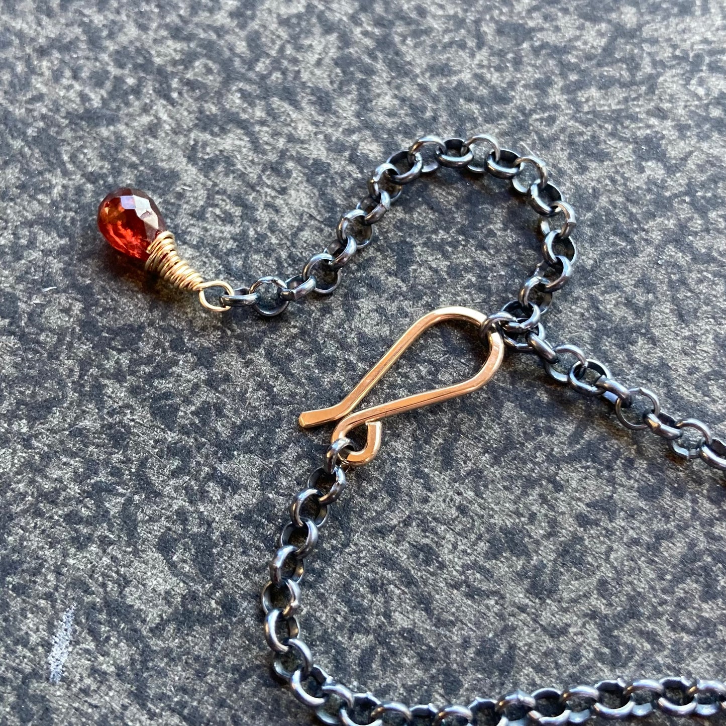 Mozambique Garnet & Mixed Metal Charm Choker