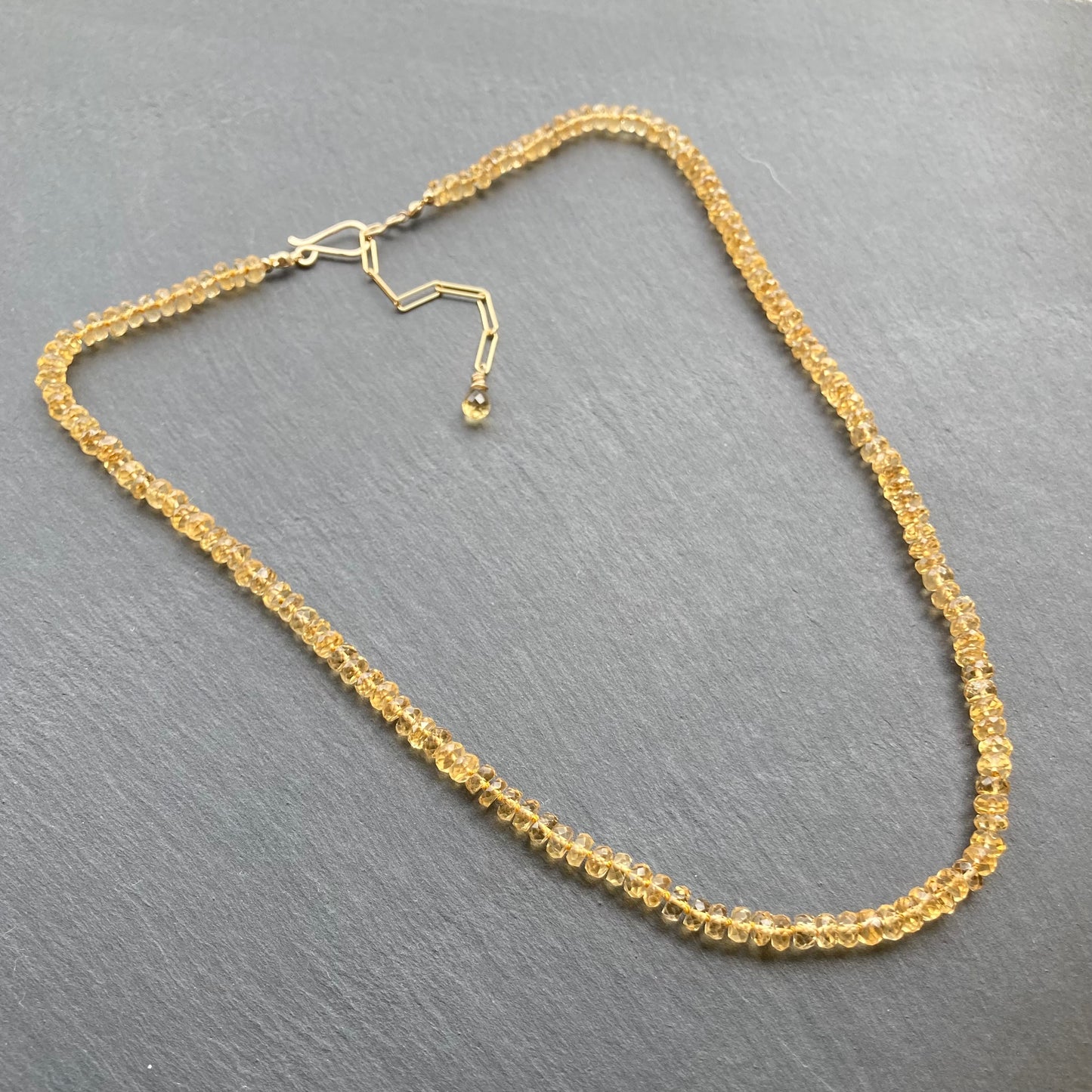 Citrine Hand Knotted Silk Necklace