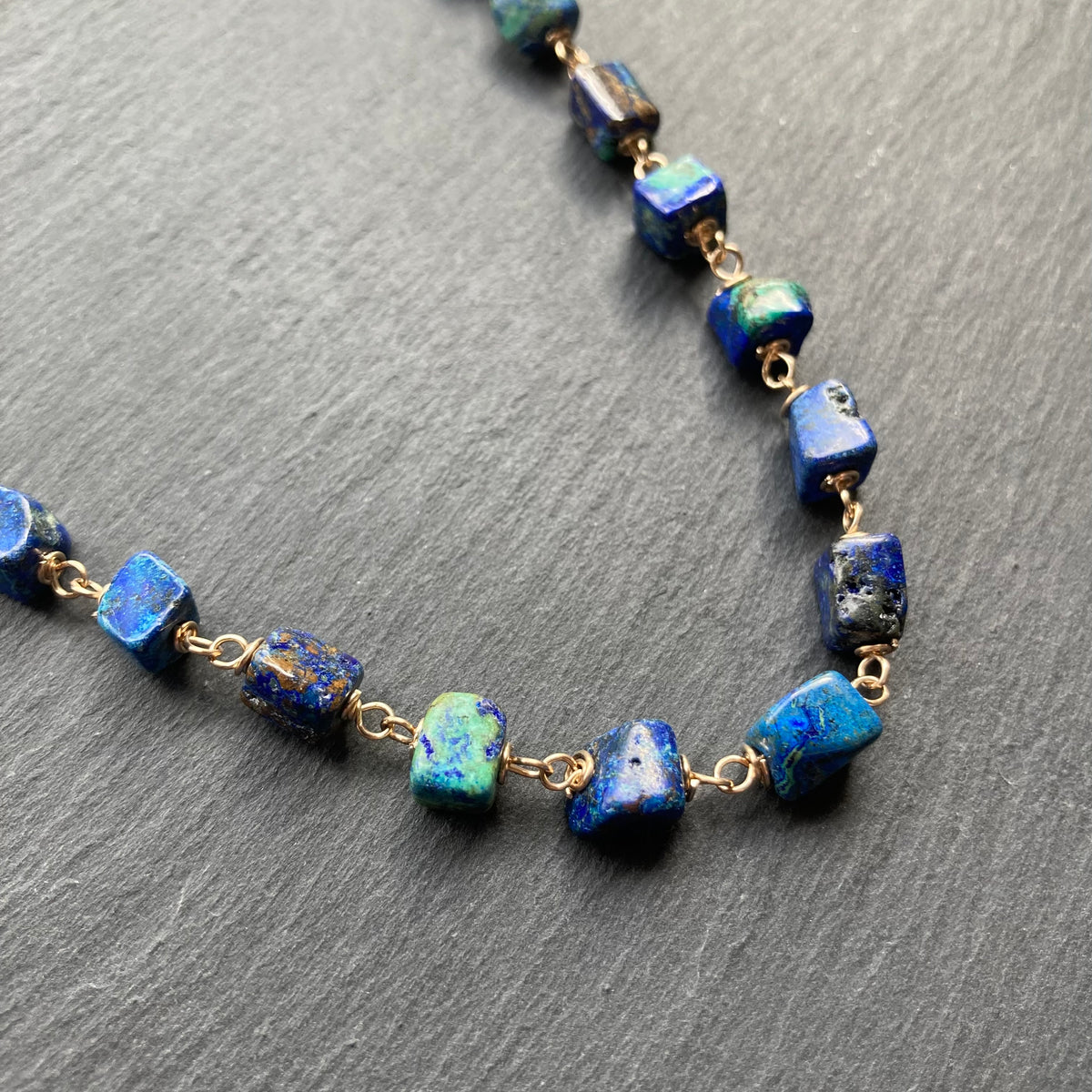 Azurite Malachite & Gold Necklace