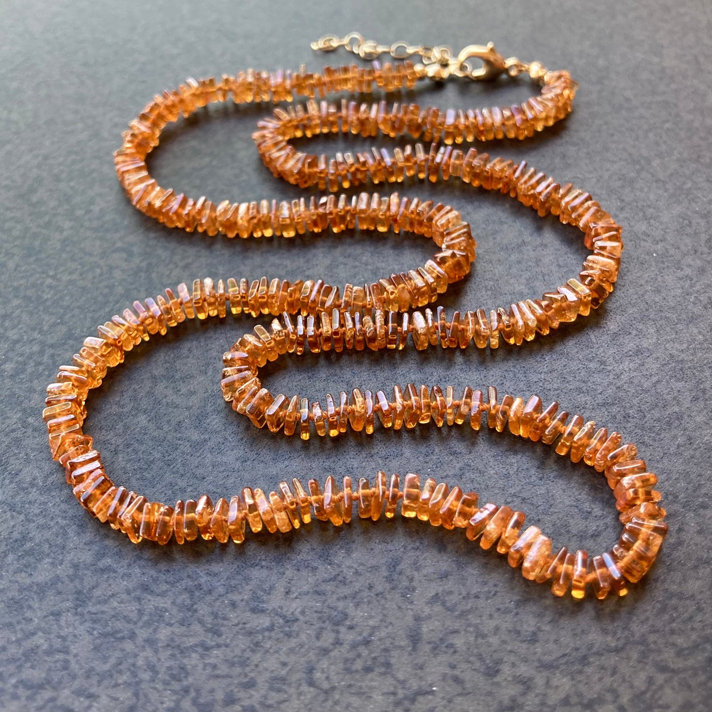 Hessonite Hand Knotted Silk Necklace