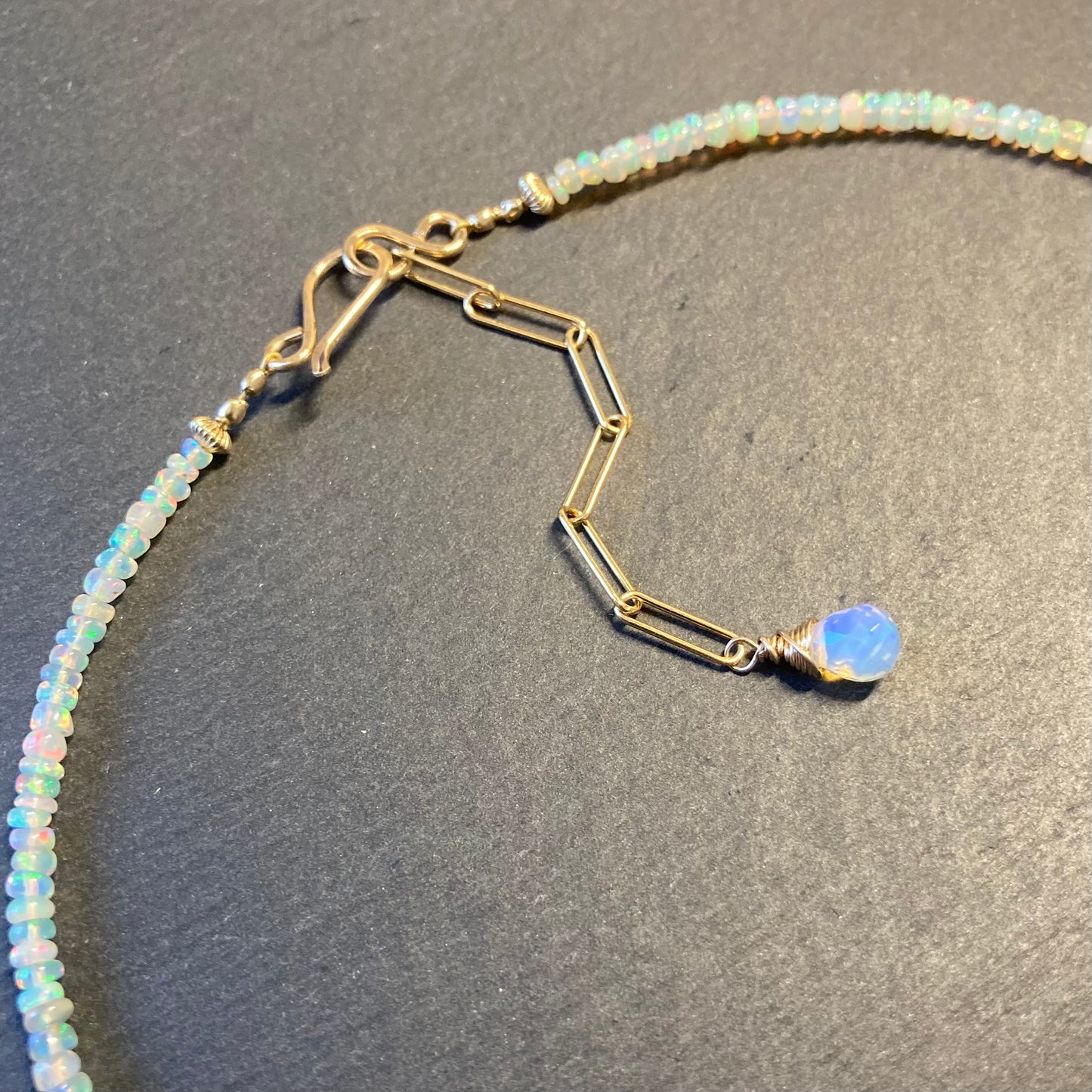Ethiopian Opal & Gold Beaded Necklace