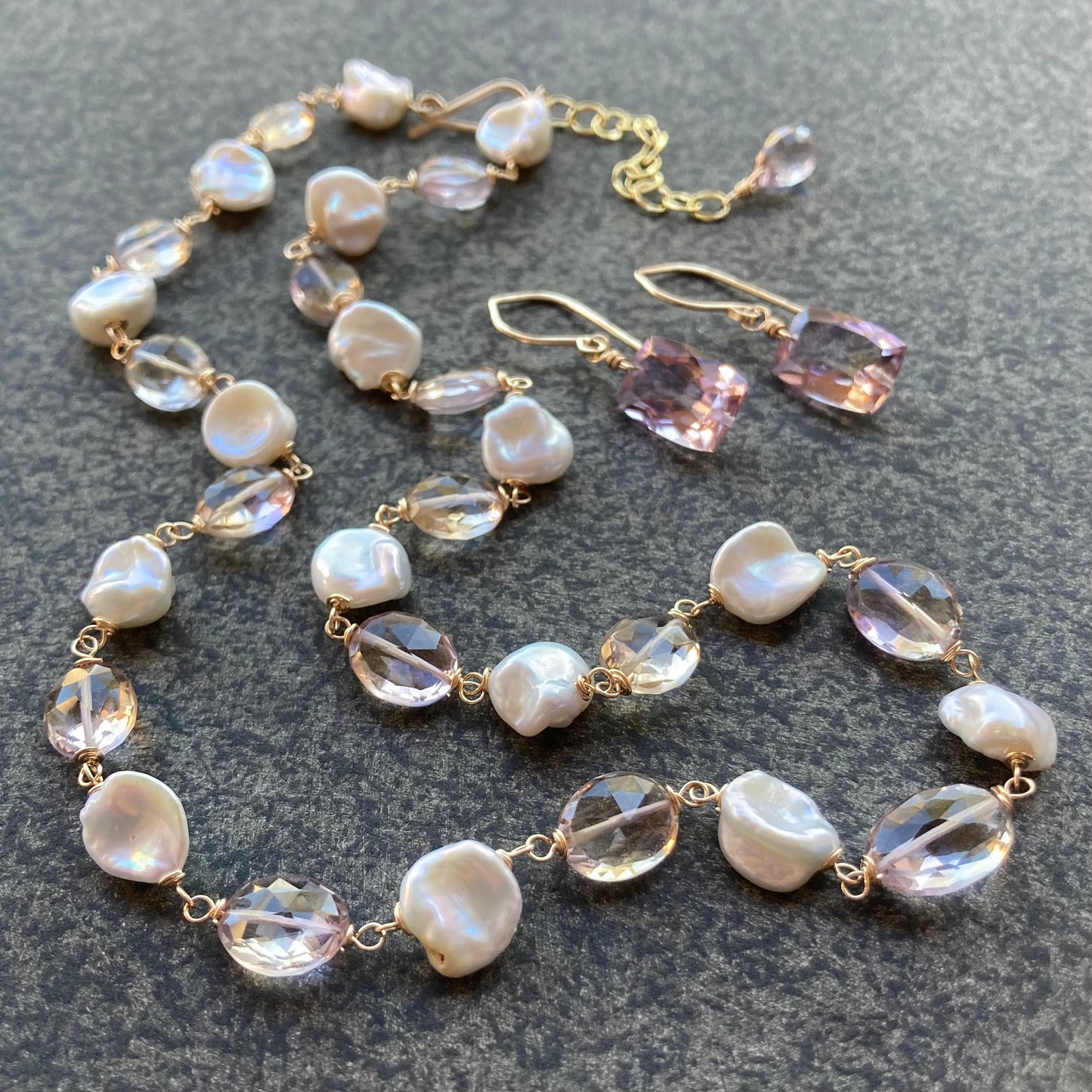 Ametrine, Keshi Pearl & Gold Necklace