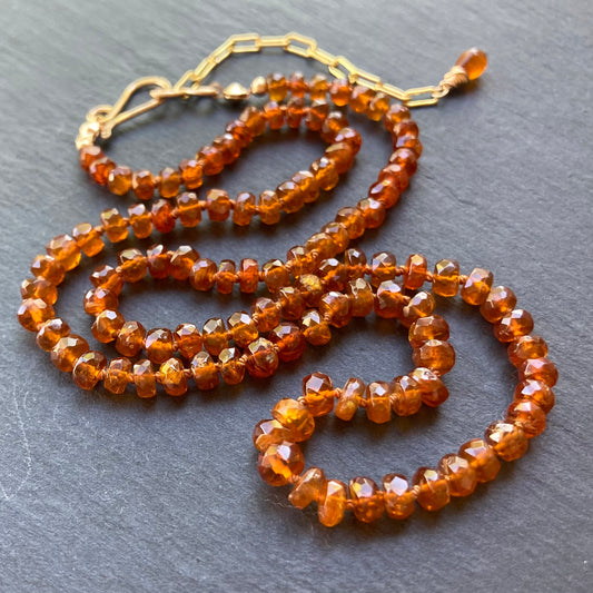 Orange Kyanite Hand Knotted Silk Necklace