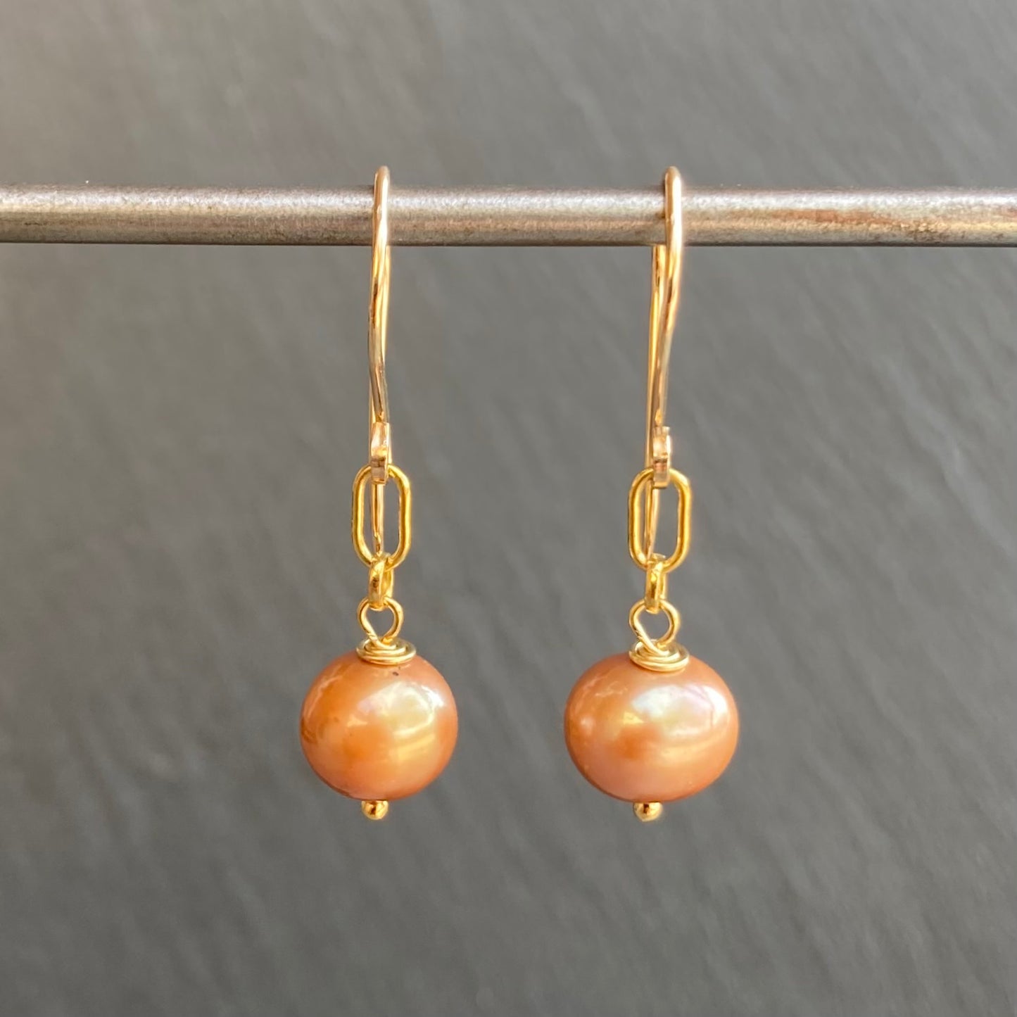 Champagne Pearl & Gold Earrings
