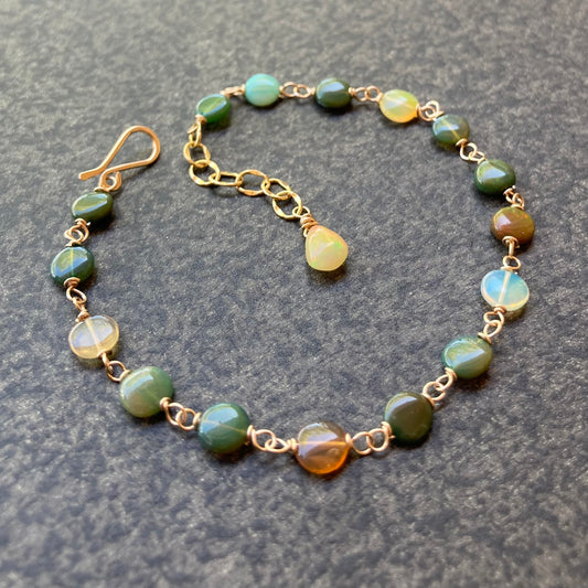 Ethiopian Multicolor Opal & Gold Bracelet