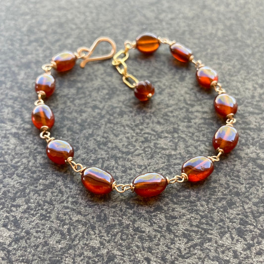 Hessonite Garnet & Gold Bracelet