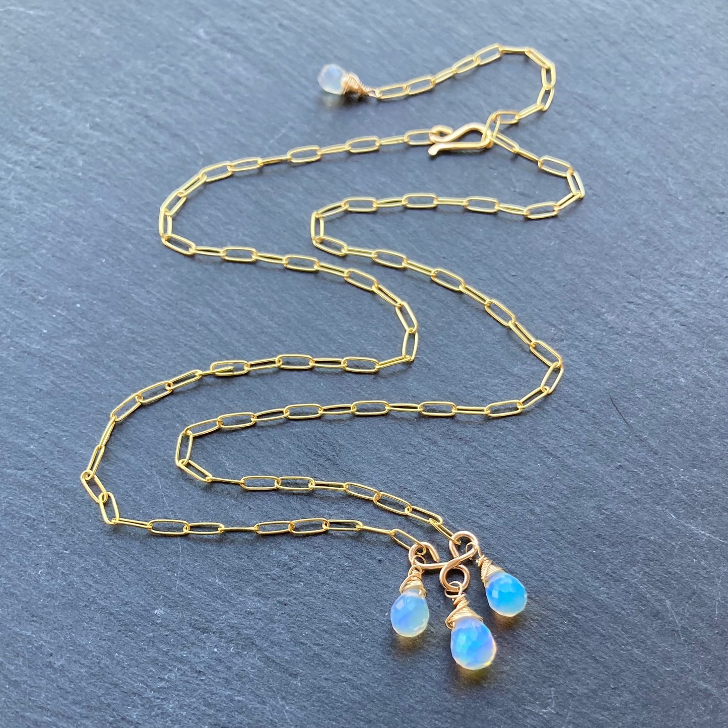 Ethiopian Opal & Gold Pendant Necklace