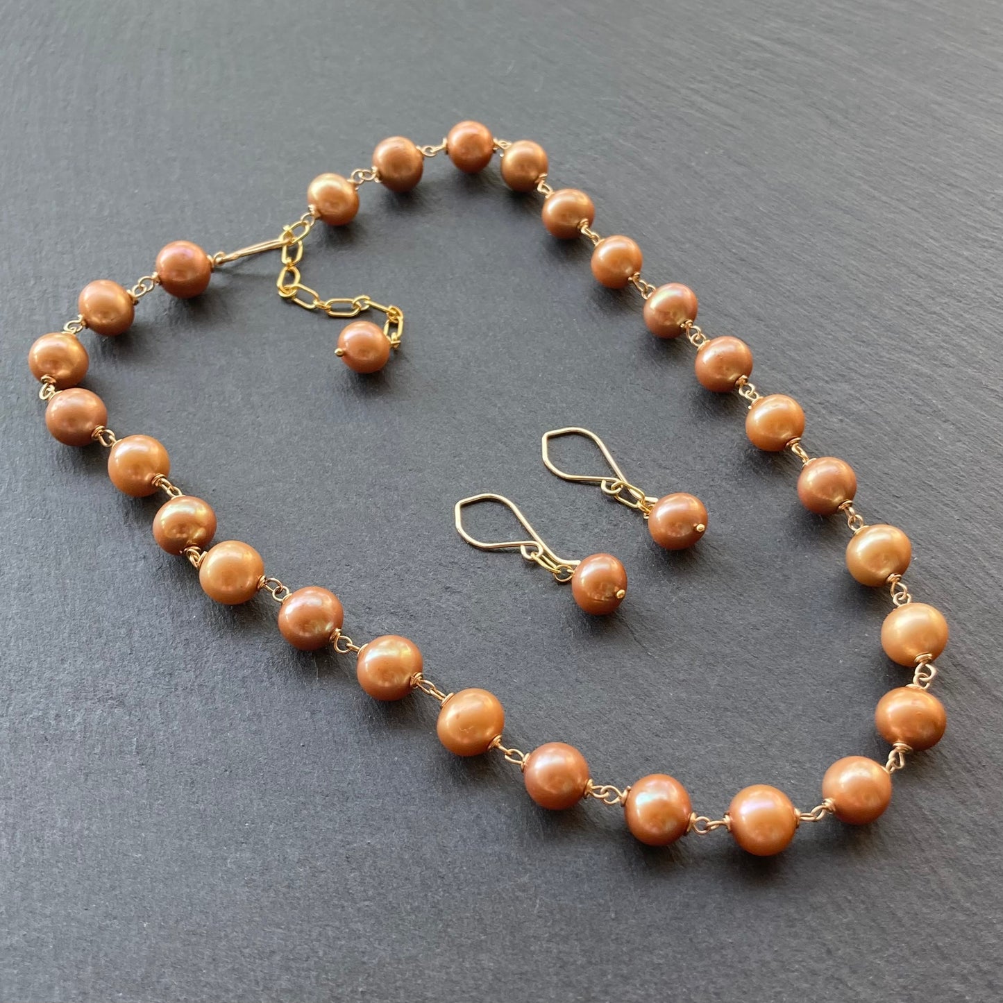 Champagne Pearl & Gold Earrings