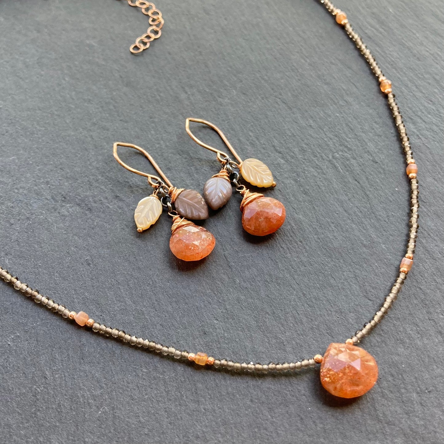 Sunstone, Smoky Quartz & Rose Gold Choker