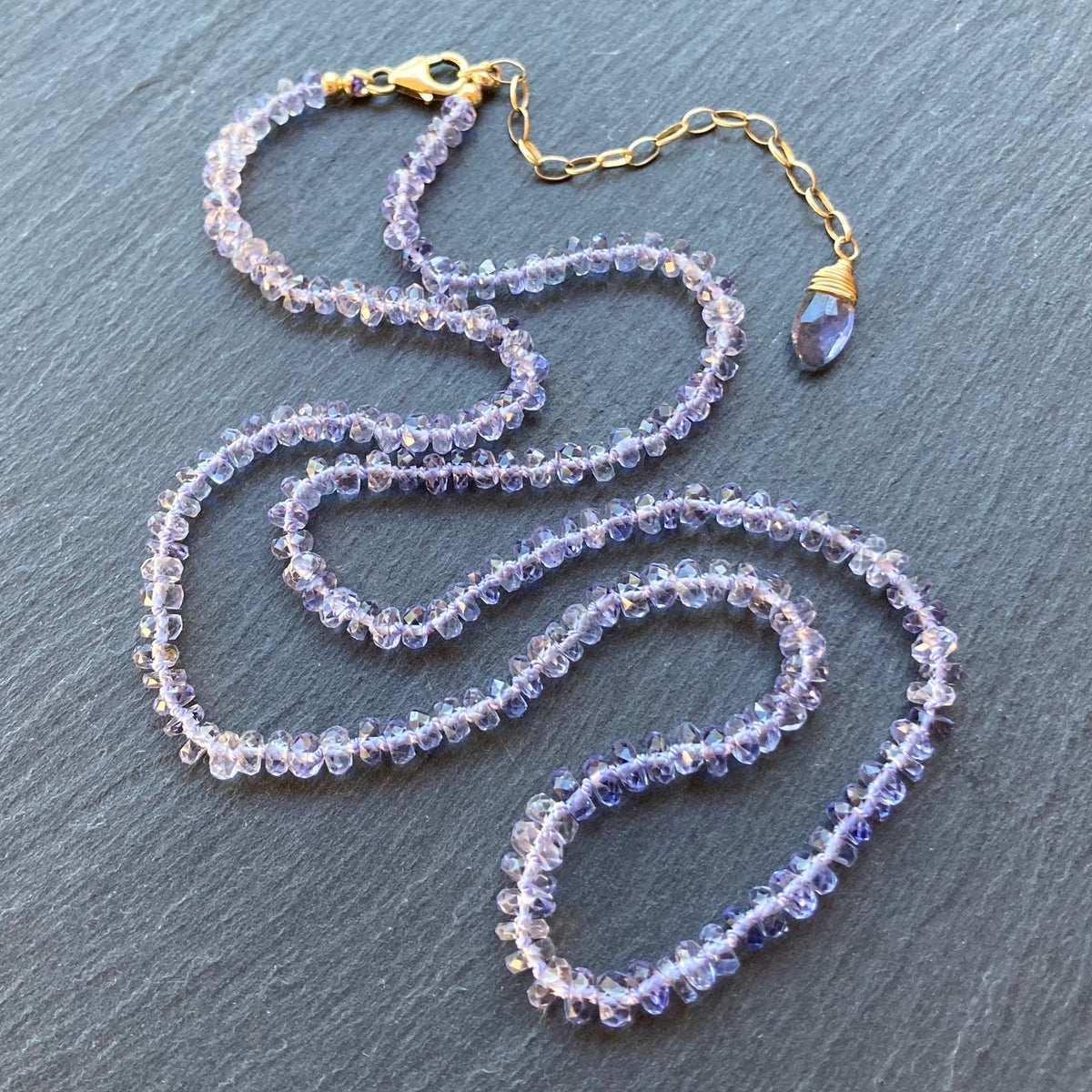 Custom Iolite Silk Necklace Restring