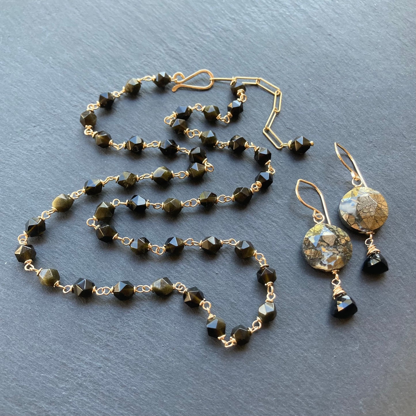 Golden Obsidian & Gold Necklace