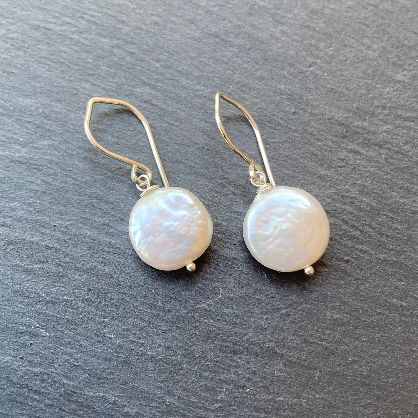 Freshwater Coin Pearl & Sterling Silver Earrings