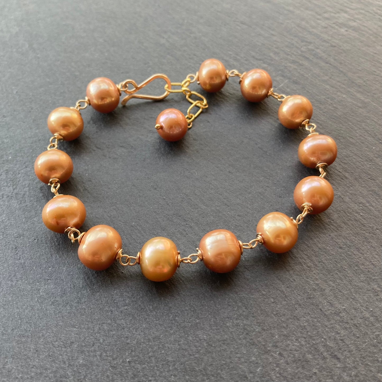 Champagne Pearl & Gold Bracelet