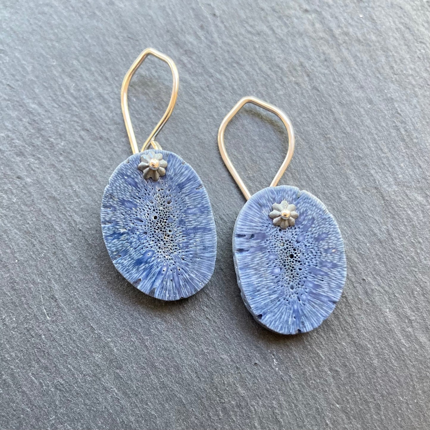Blue Coral & Sterling Silver Earrings