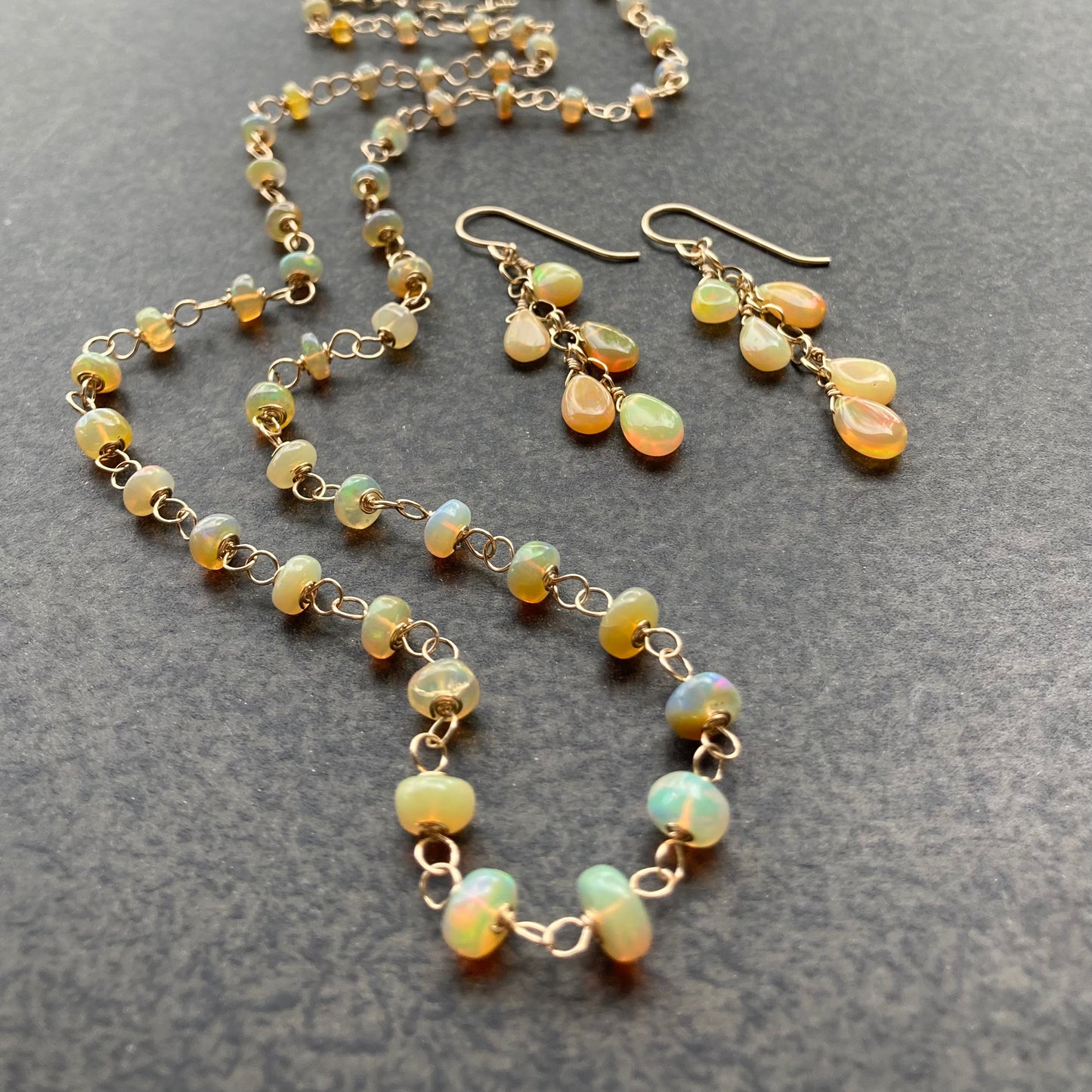 Ethiopian Golden Opal & 14k Gold Cascade Earrings