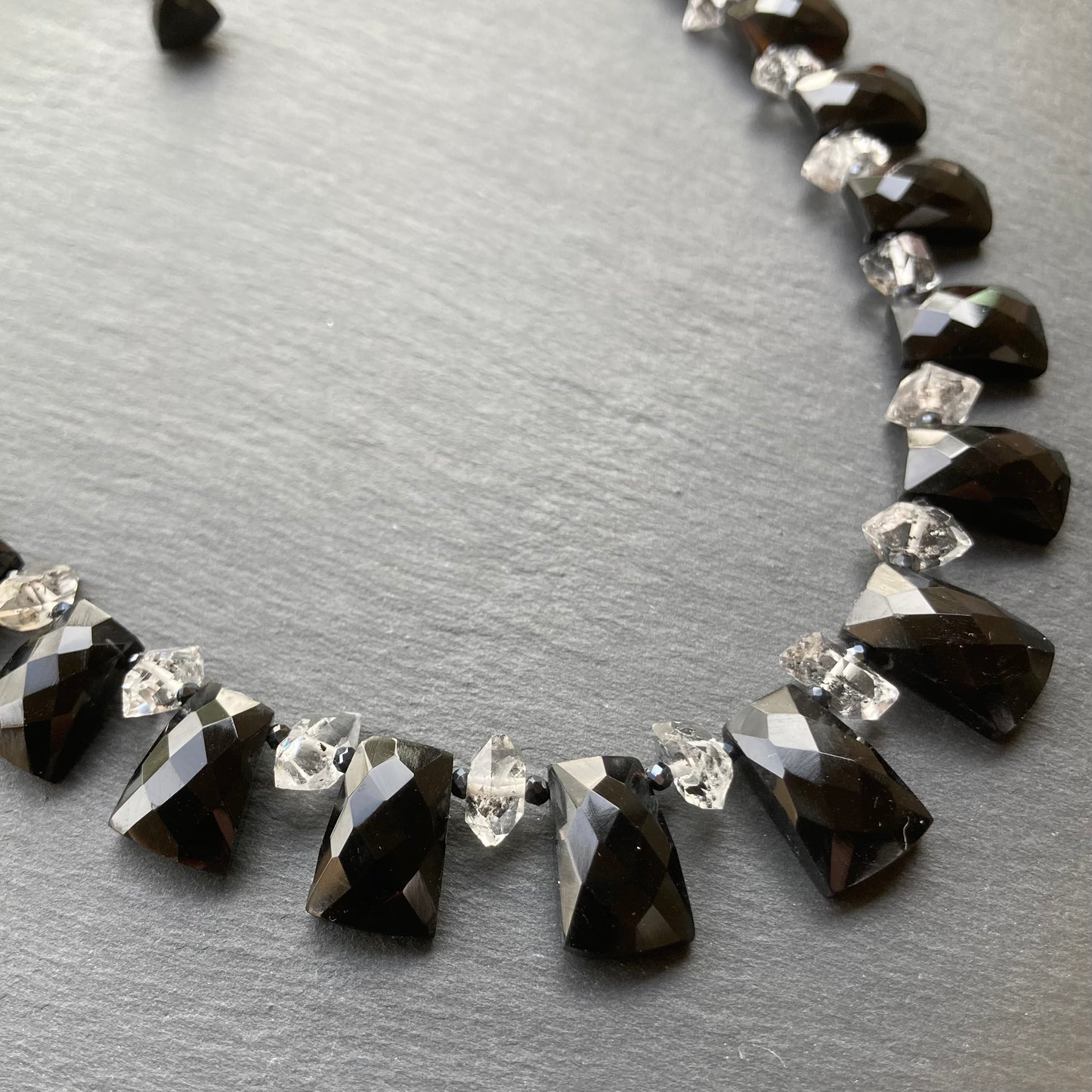 Black Onyx & Herkimer Diamond Necklace