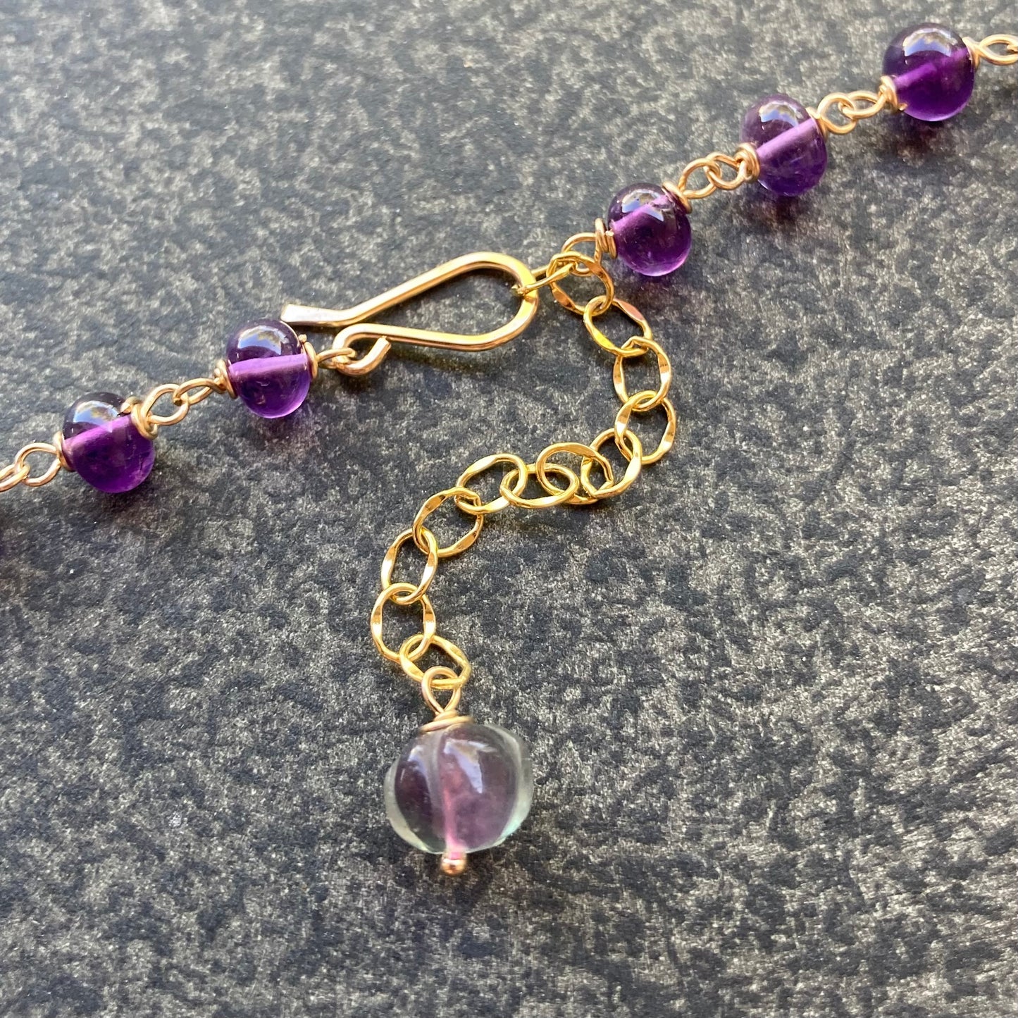 Amethyst, Fluorite, Gold & Bronze Iris Coin Choker