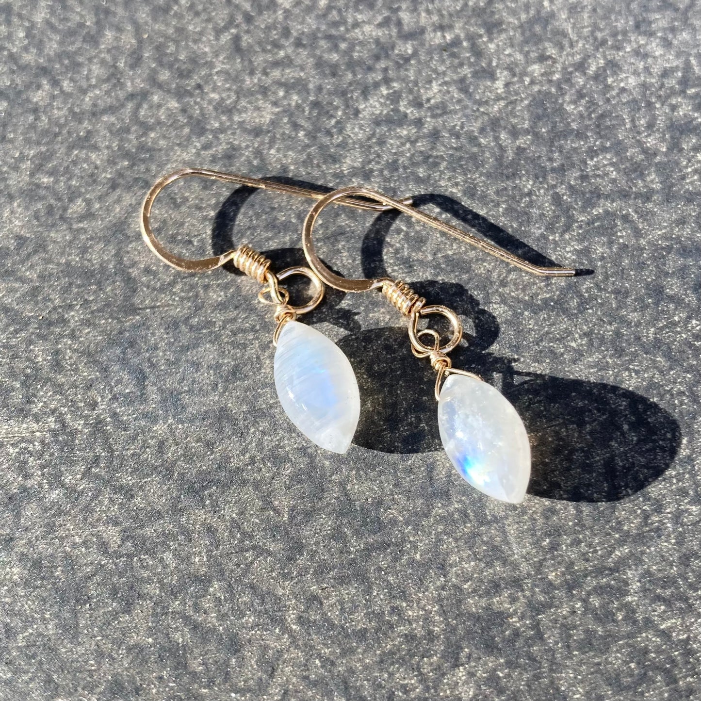 Rainbow Moonstone & 14k Gold Earrings