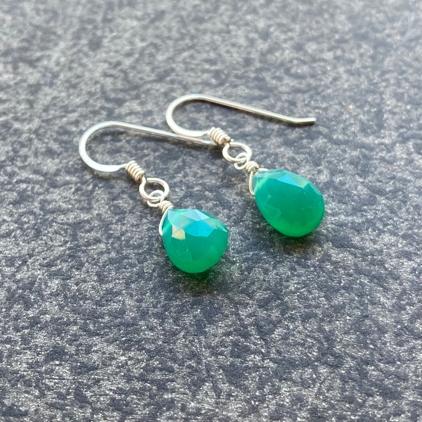 Green Onyx & Sterling Silver Earrings