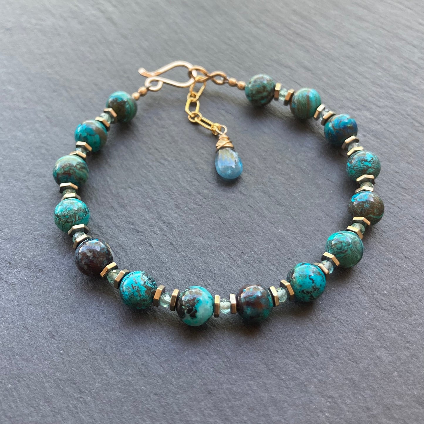 Shattuckite & Gold Bracelet