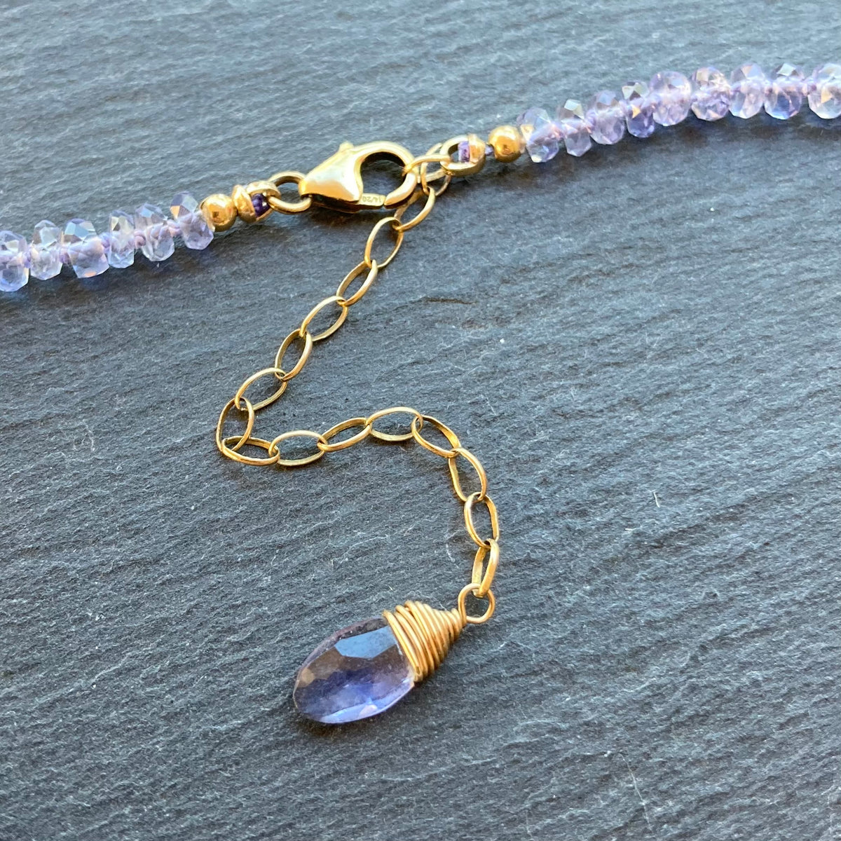 Custom Iolite Silk Necklace Restring