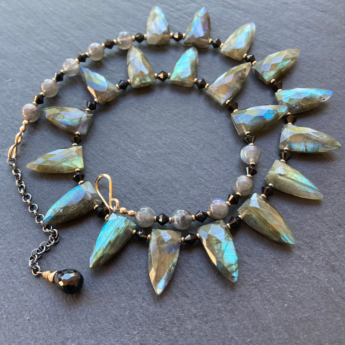 Labradorite, Black Spinel & Pyrite Necklace