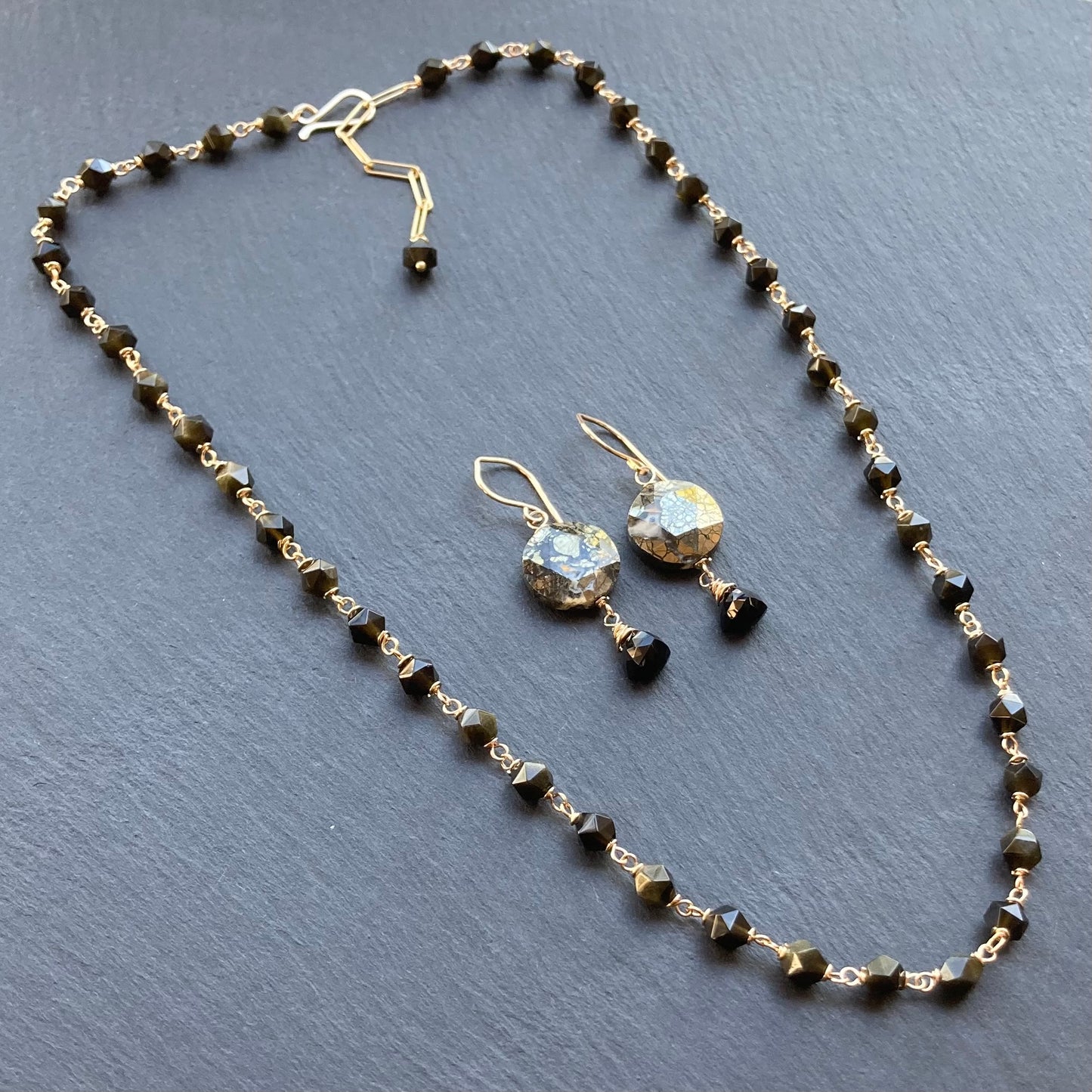 Golden Obsidian & Gold Necklace