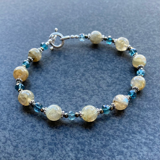 Labradorite, Moss Kyanite & Pyrite Bracelet