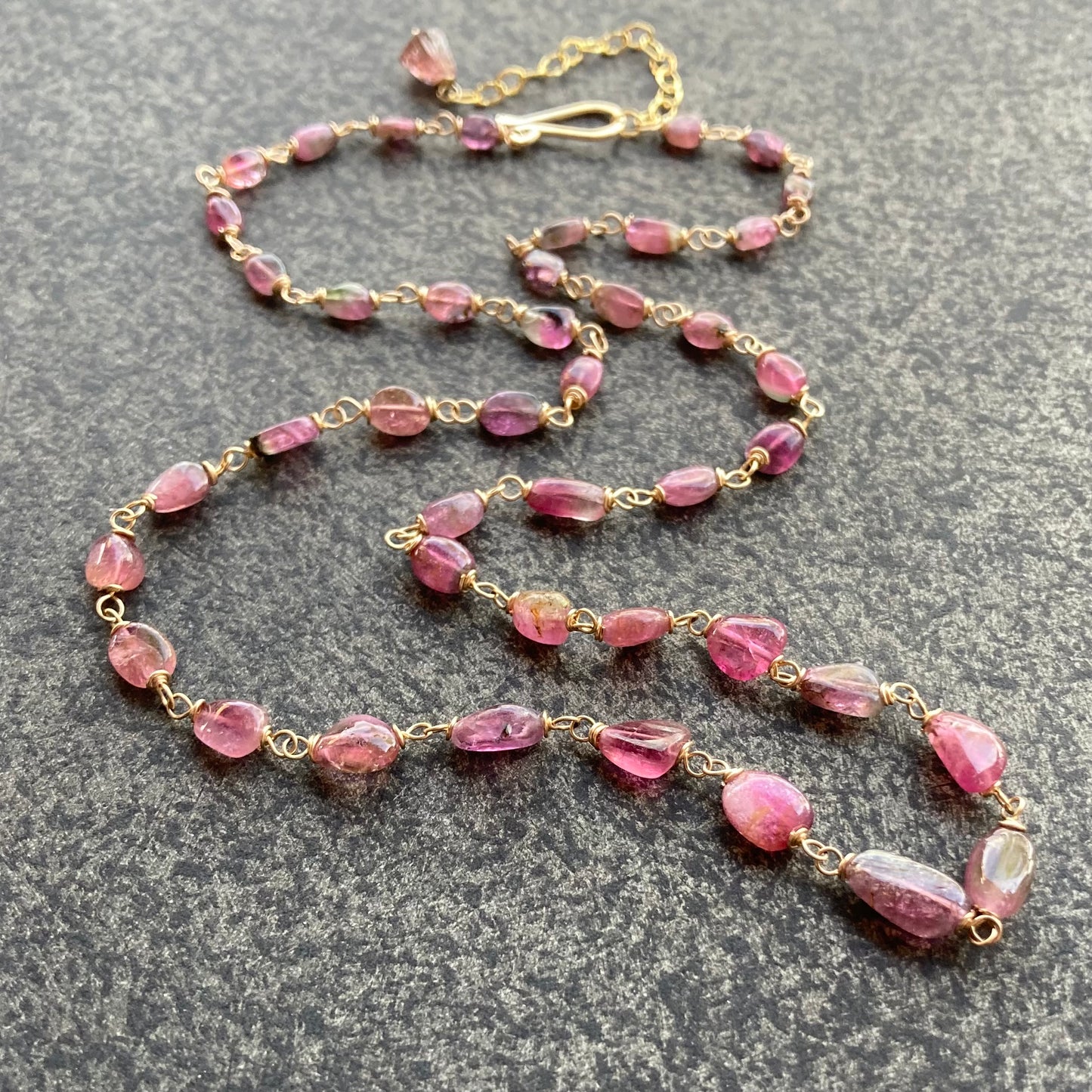 Watermelon Tourmaline & Gold Necklace