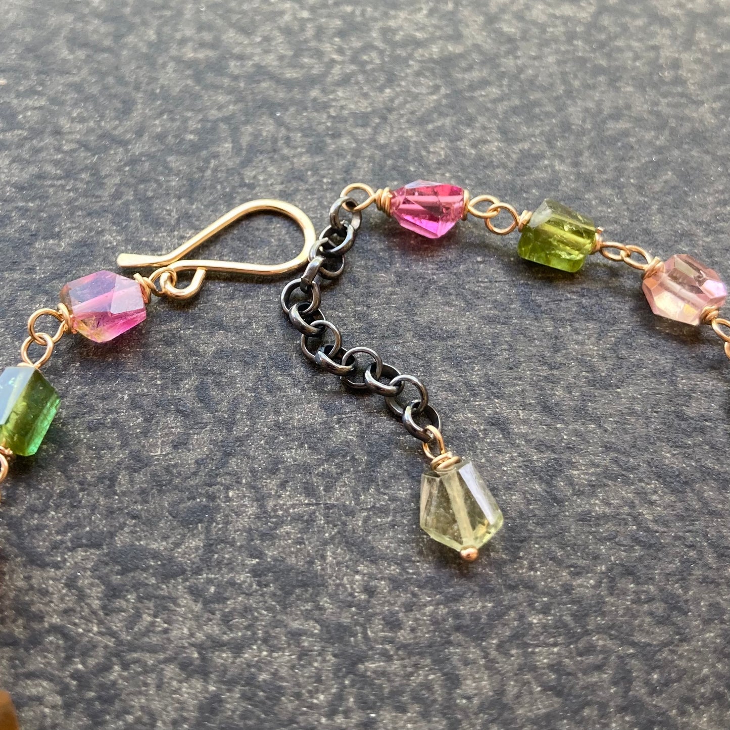 Multicolor Tourmaline & Mixed Metal Bracelet